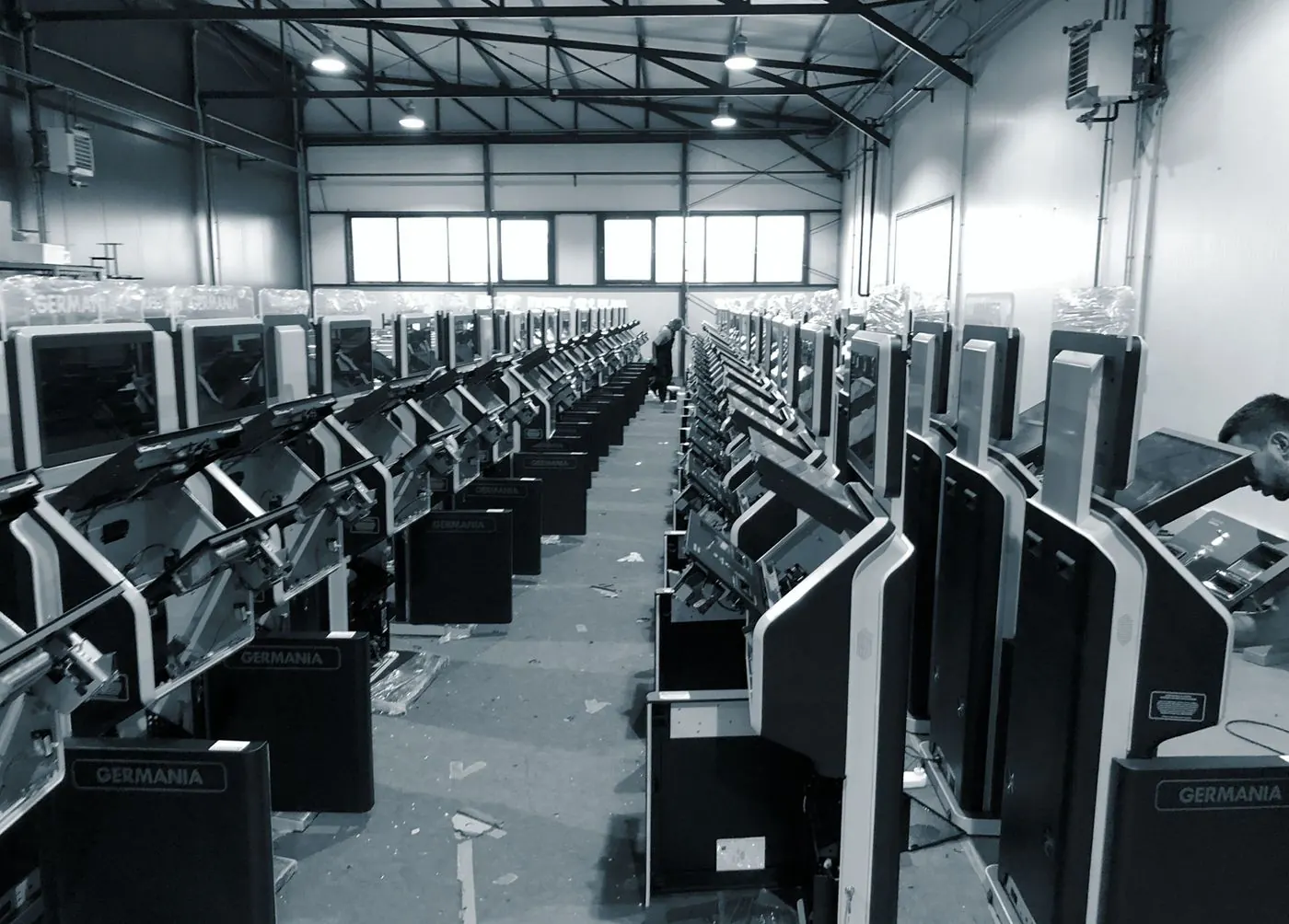 A production hall full of finished cabinets